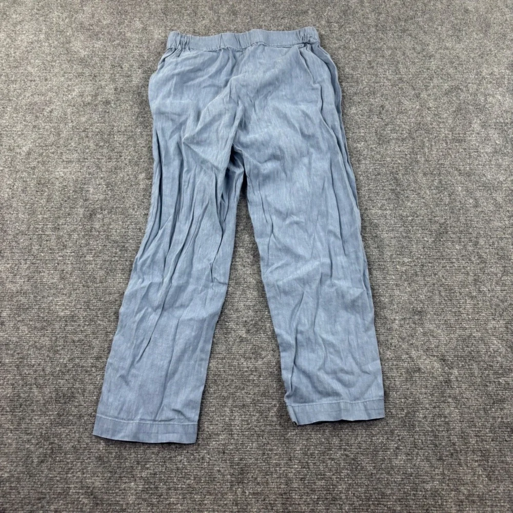 Babaton Linen Blend Pants XSmall‎ Blue Elastic Waist Relaxed Straight Leg Womens